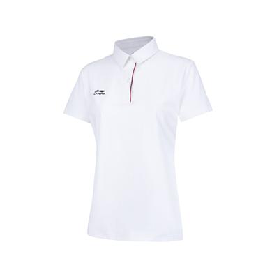 Li Ning Plain Logo Short Sleeve Polo Shirt Women Tops White APLS006-1