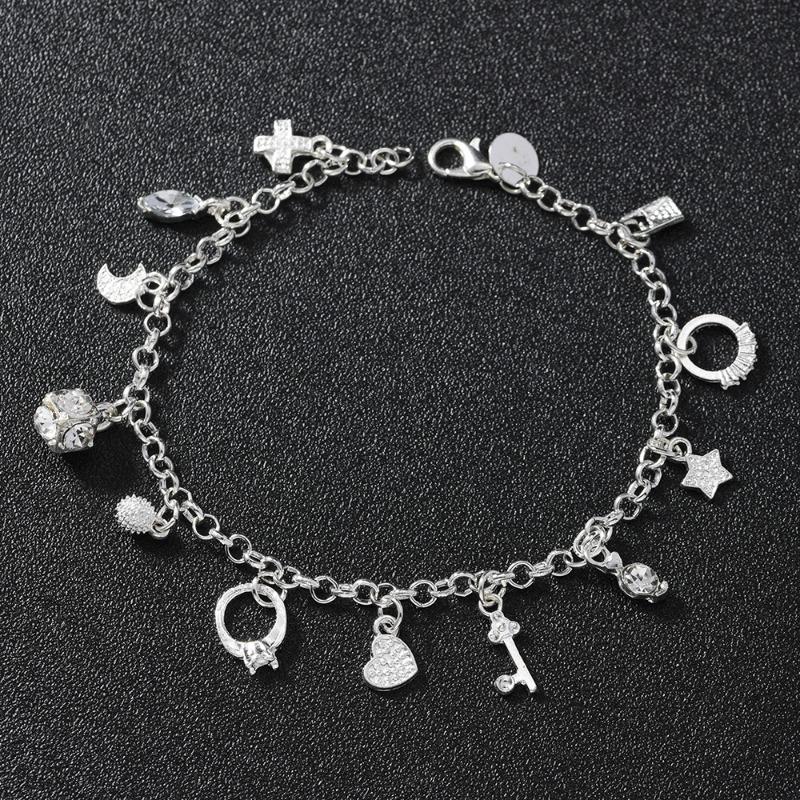 Hot-selling Silver Fashion Thirteen Pendant Bracelet Women's Multi-element Jewelry