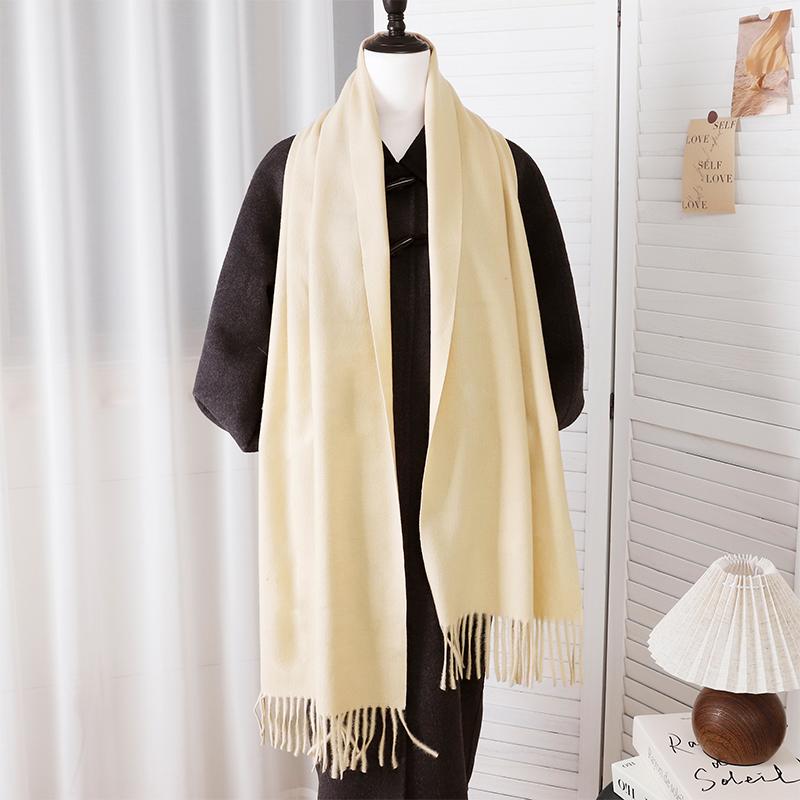 New Designer Luxury Women Warm Scarf Winter Cashmere Shawls Thick Solid Neckerchief Hijab Wraps Tassls Pashmina Foulard