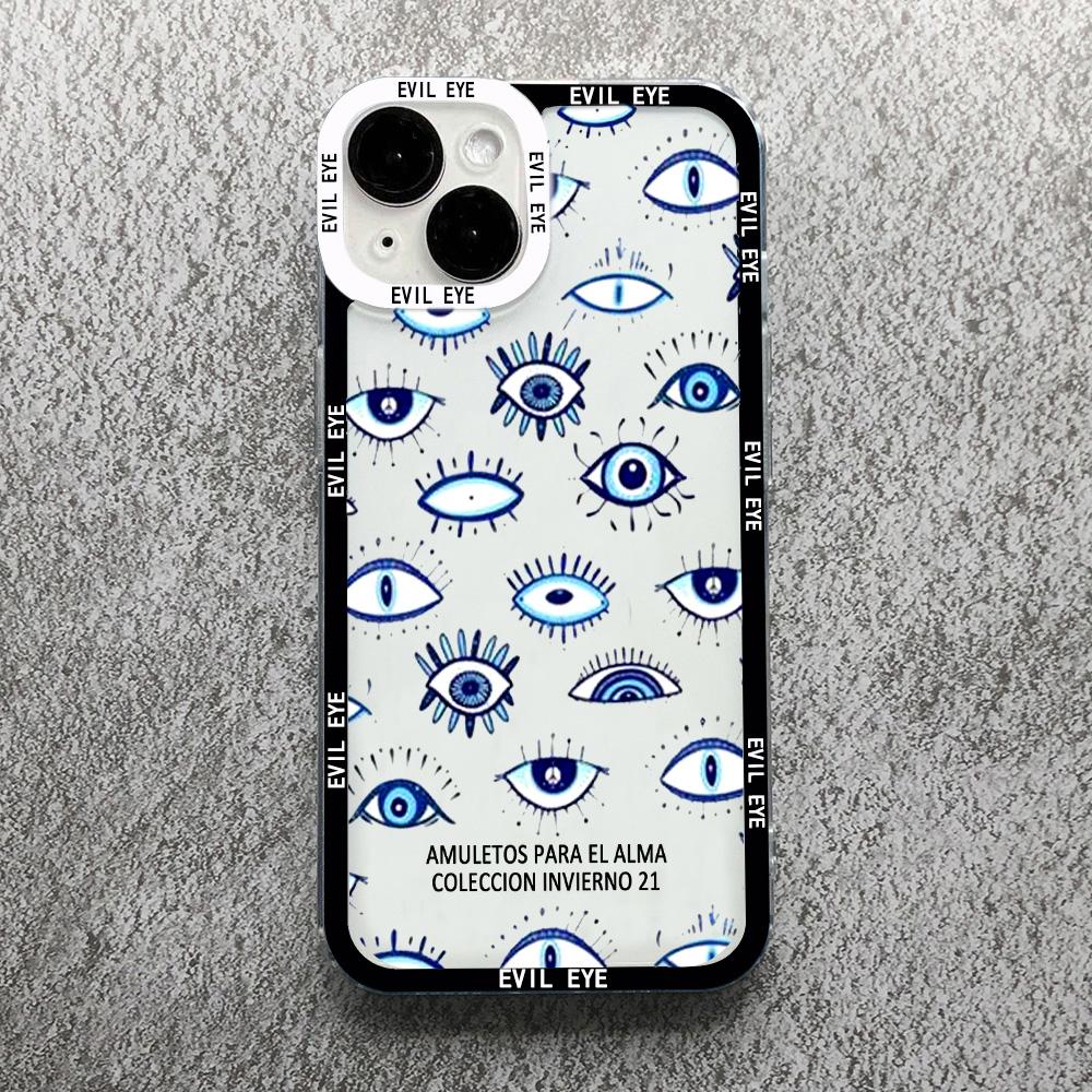 Lucky Eye Blue Evil Eye Print Phone Case For iPhone 14 12 13 11 Pro Max XR X XS MAX 13Pro 7 8 Plus Cover Clear Shockproof Fundas