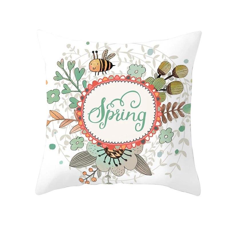 Easter Decorative Pillowcase Cartoon Rabbit Pillowcase Egg Print Cushion Cover Living Room Sofa Cushion Cover Home Decoration
