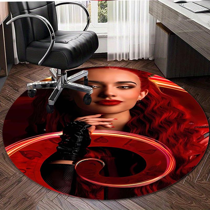 1pc Descendants The Rise of Red1 Design Printed Area Round Carpet for Bedroom Living Room Home Decor Rugs Mat Non Slip Mat Rug for Bedside
