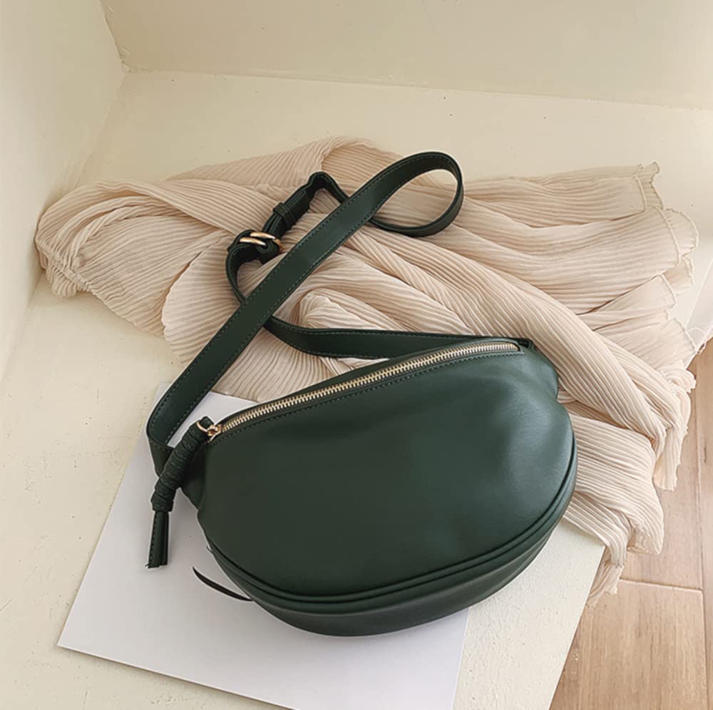 Beatus Women's Simple PU Leather Shoulder Bag (Green) - Fits a Long Wallet