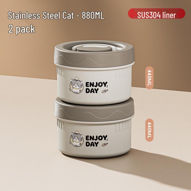 304 Stainless Steel Insulated Japanese-Style Bento Lunch Box - Microwaveable for Office Workers and Students