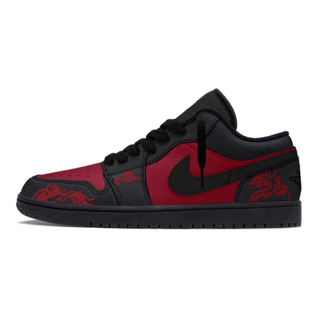Jordan Air Jordan 1 Vintage Basketball Shoes Men's Low top Black/Red 553558-093(Team766-)