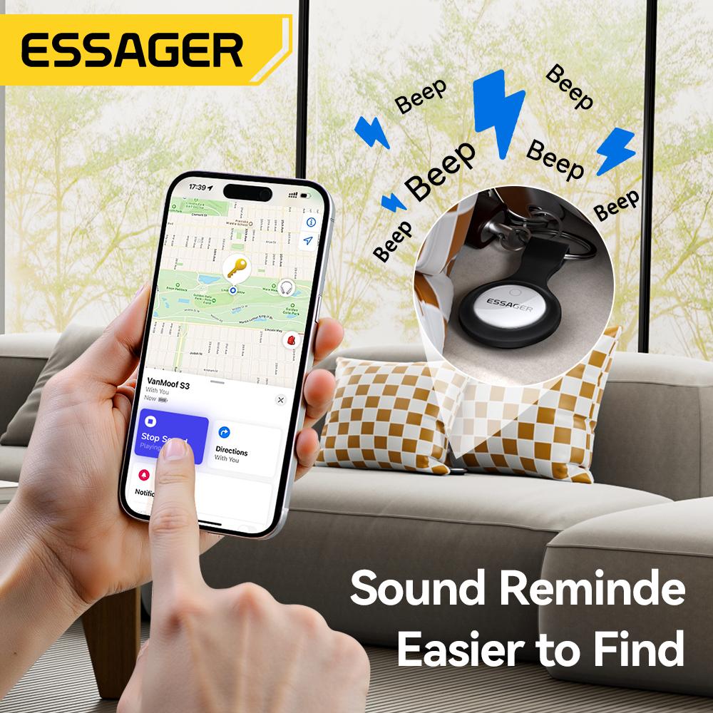 Essager Works with Apple Find My Smart Tag - Bluetooth GPS Tracker for Keys, Luggage & Pets, MFi Certified Anti-lost Finder Device for iOS