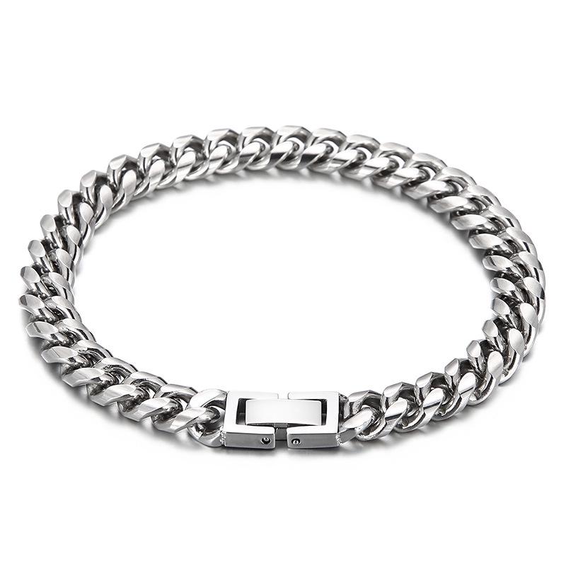 Unisex Cuban Cut Edge Titanium Steel Bracelet - Simple Whip Chain Fashion Jewelry