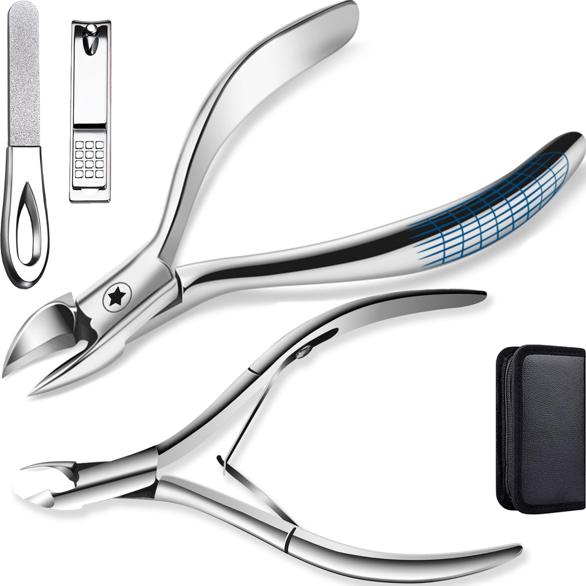 

Набор для ухода за ногтями Justit с кусачками для вросших ногтей и многофункциональным инструментом из нержавеющей стали и включает в себя кожаную сумку для хранения, 4 предмета, для ногтей на ногах, сталь,