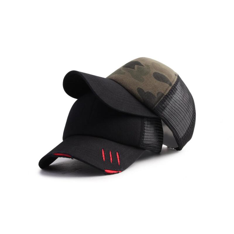 Oversized half mesh hat, summer pentagonal cap black