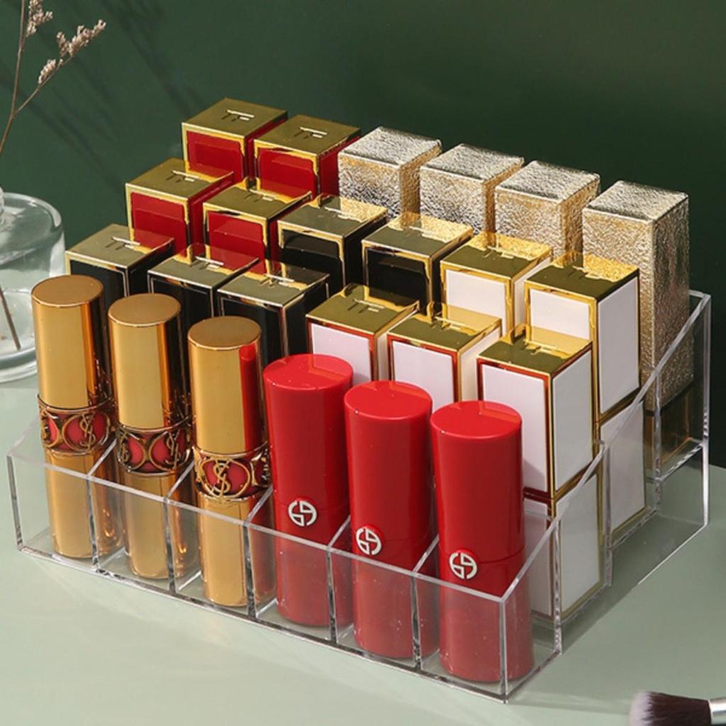 Transparent Lipstick Organizer - Multi-Grid Cosmetics Holder Display Box