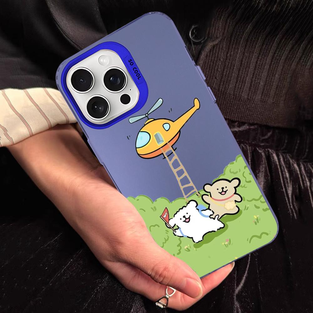 Cartoon Line Dog Phone Case For IPhone 16 15 14 13 12 11 Pro Max X XR XSMAX 8 7 Plus Matte Shockproof Back Cover