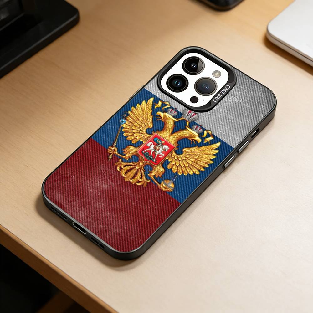 Russian National Emblem Phone Case For iPhone 17,16,15,14,13,12,11 Plus,Pro Max,XS,Colorful Silver Phone Case Funda Cover
