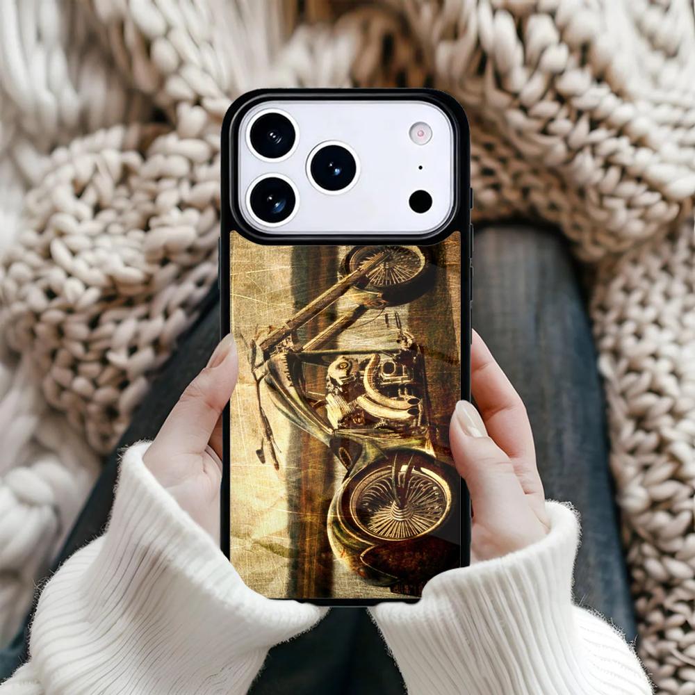 Retro Moto Cross Motorcycle soft Magnetic Phone Case For iPhone 17 16 15 12 13 Pro Max 14 Plus 11 Hard Cover With MagSafe