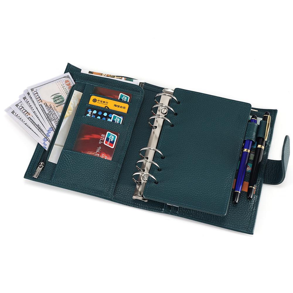 Portable Crocodile Pattern Leather Notebook with Card & Cash Slots