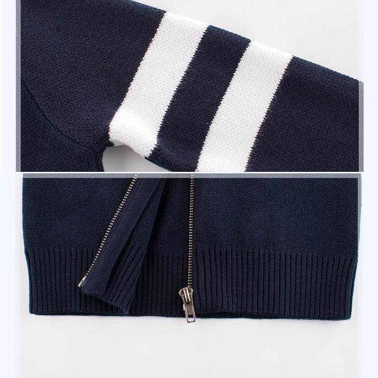 Dětský chlapecký pletený bavlněný kardiganový svetr na zip