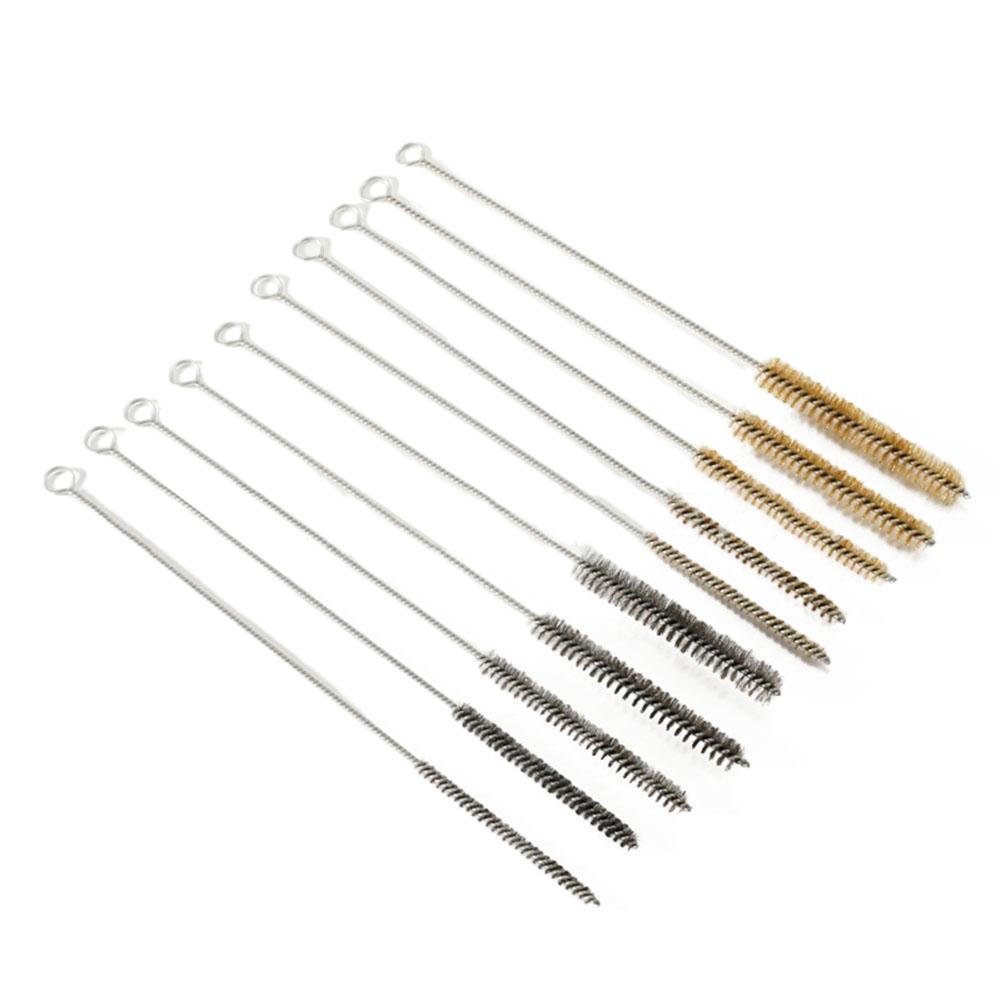 5/10pcs Stainless Steel Cylinder Wire Tube Pipe Cleaning Brushes Thread Type For Polish Clean 6mm 8mm 10mm 12mm 15mm 5sizes