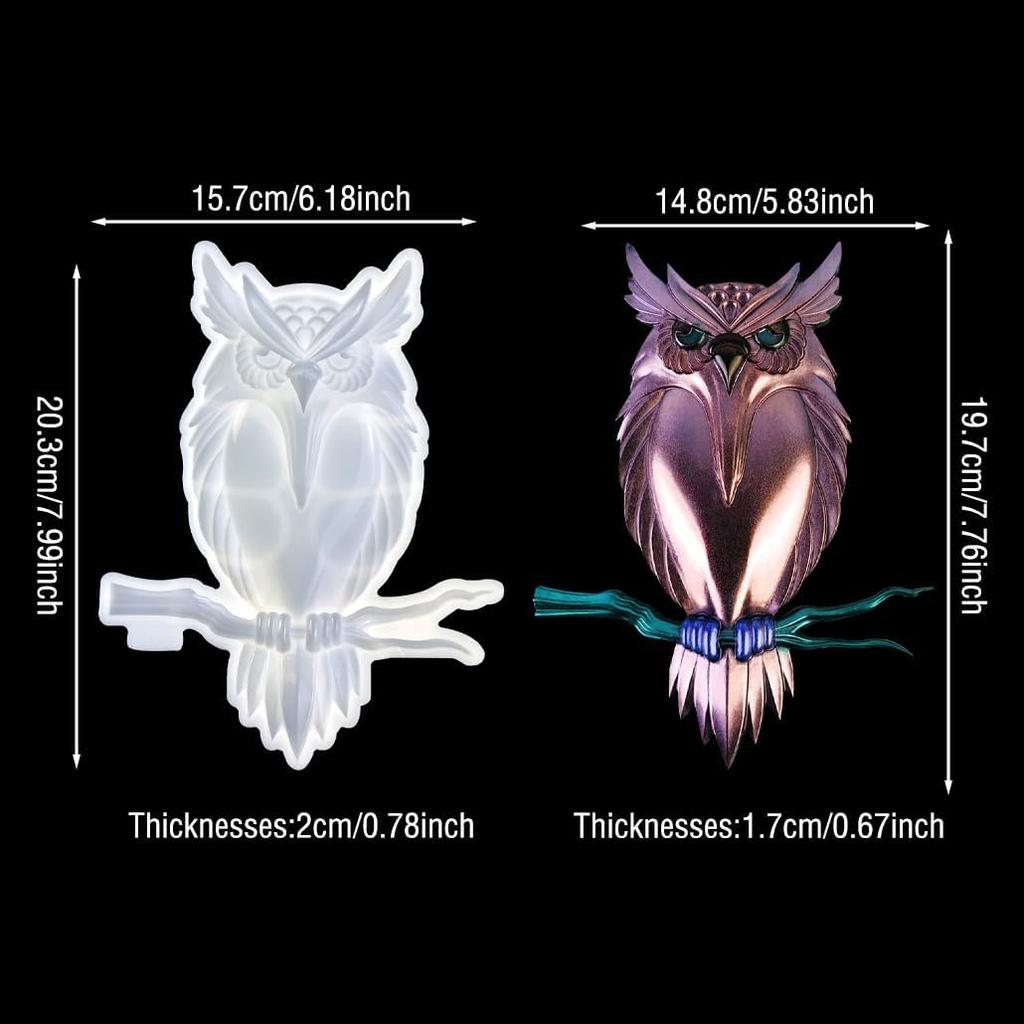 Animal Resin Molds, 3D Owl Silicone Mold, Large Owl Shaped Epoxy Silicone Casting Mold Owl Ornaments Animals Statue Making Molds for Wall Desktop