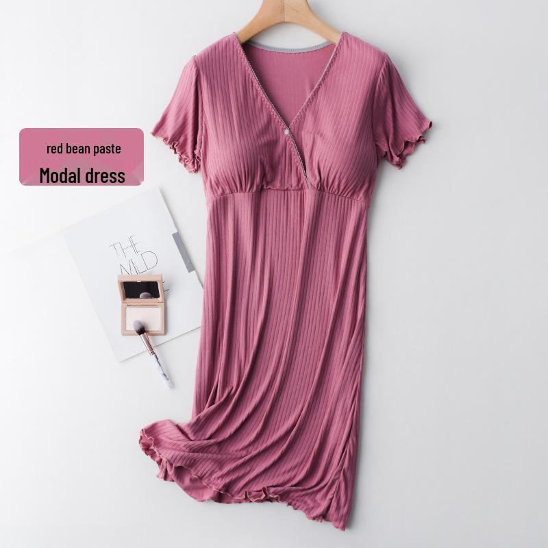 

Maternity Dress: Summer, Lightweight, Postpartum Breastfeeding, Outing Fashion, Spring & Autumn Nightdress M червоний