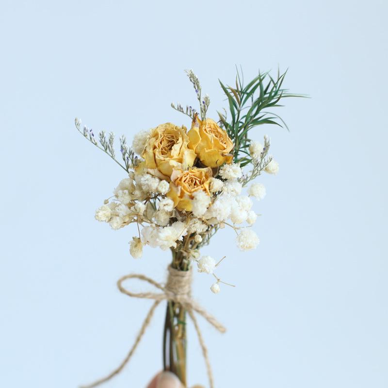 12cm Preserved Flower Boutonniere: Mini Bouquet for Bride, Bridesmaid, Wedding, Gift Box, Party Favor Decoration