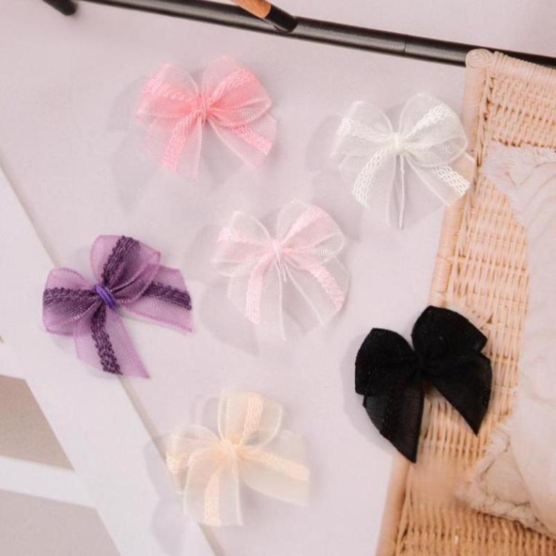 Mesh Ribbon Bows 30pcs Mutilcolor Lace Mini Bowknot Satin Ribbon Bow Flower For DIY Craft Decoration Nail Manicure Accessories