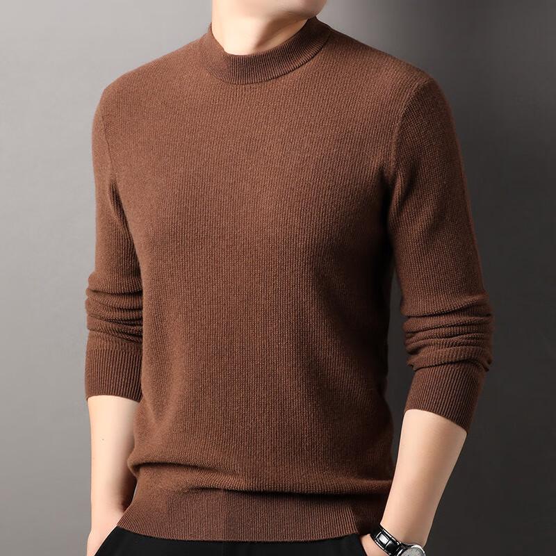 Hengyuanxiang Men's Cashmere Blend Striped Round Neck Sweater