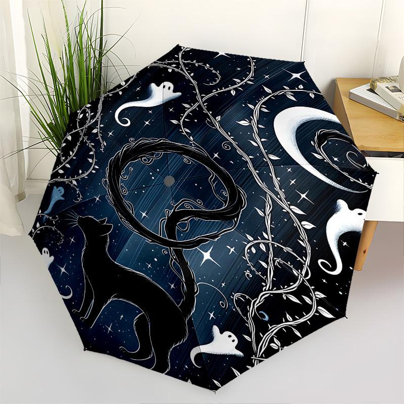 

Ghostly Night Automatic Folding Umbrella Compact 8 rib Design,Unique Style,Suitable for Everyday Outdoor Use,Perfect Gift for Friends a