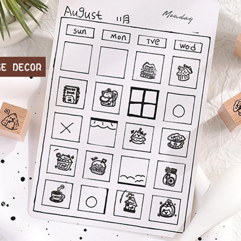 Cartoon Wood Rubber Stamp Lovely Cats Stamp Decorative Stamp Animal Stamp for Card Making