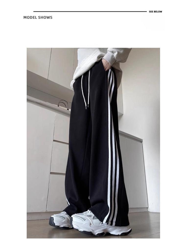 Plus Size Women's Striped Joggers - Wide Leg, Loose Fit, Spring/Autumn 2025 Collection