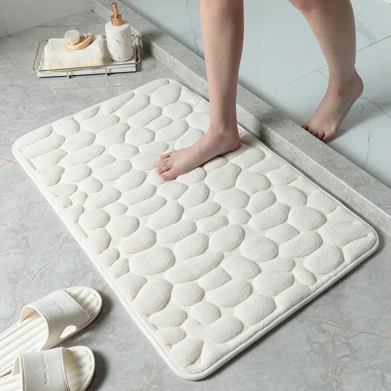 40x60cm Non-slip Mat Carpets Cobblestone Embossed Bathroom Bath Wash Basin Bathtub Side Floor Rug Shower Room Doormat MemoryFoam