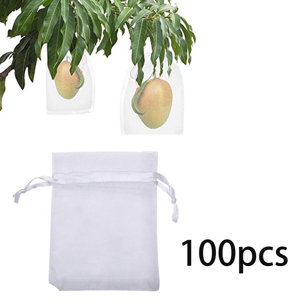 100er Pack Obstnetzsäcke 10x15 cm Obstschutz-Netzsäcke Klein für Erdbeeren Beeren Mangos Tomaten Äpfel