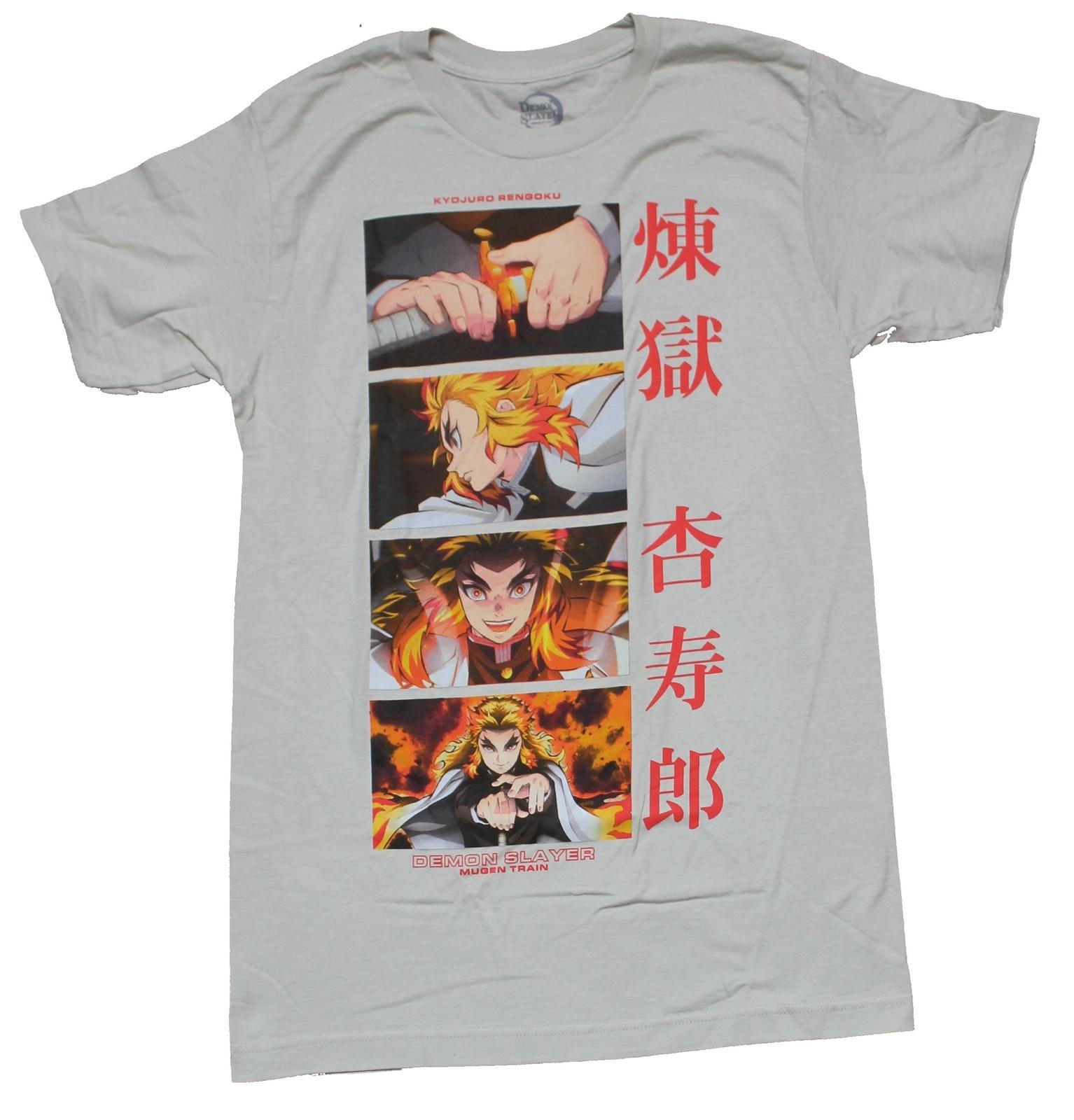 Demon Slayer Mens T-Shirt - Mugen Train Kyojuro Rengoku Action Boxes XL