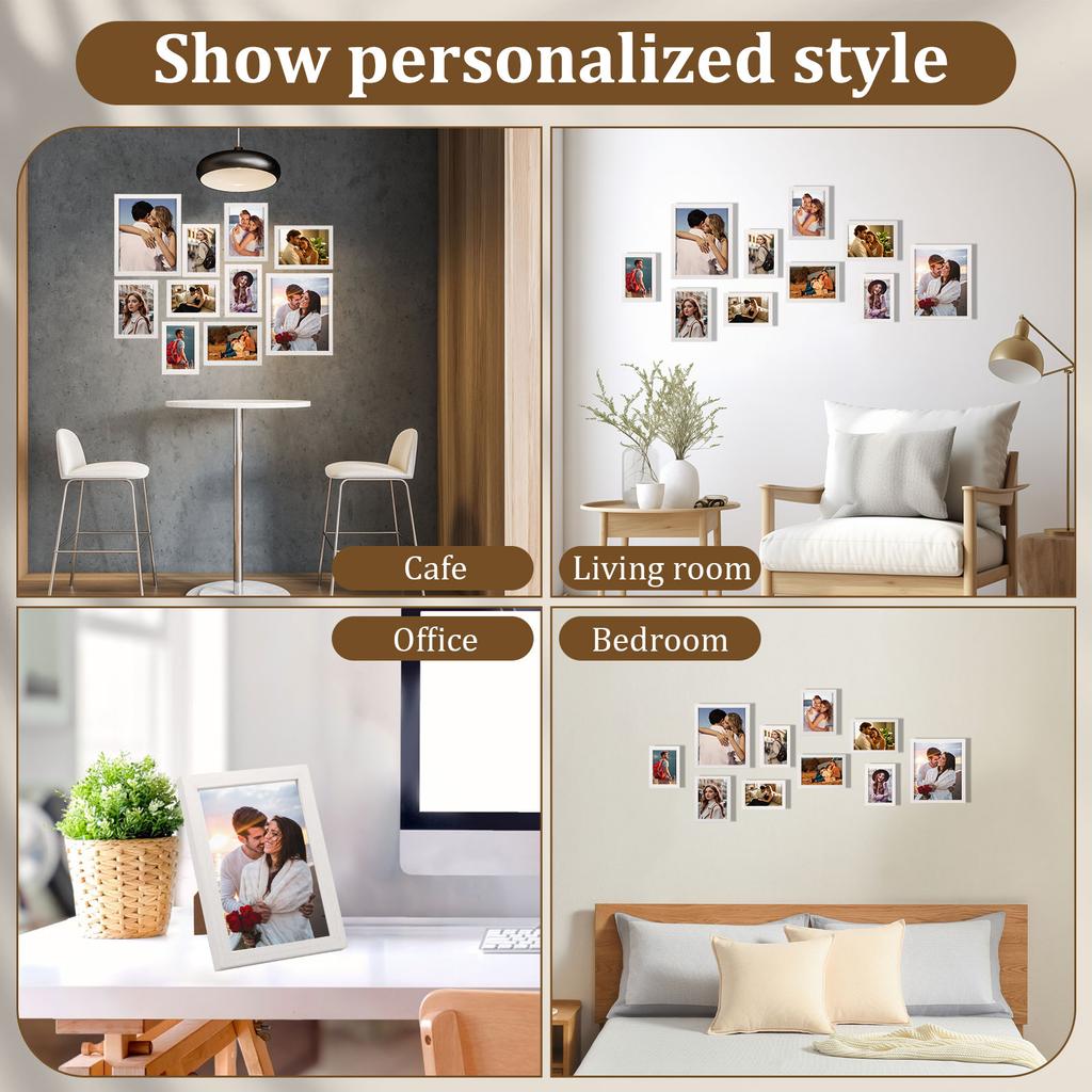 10 Stück Bilderrahmen Collage Wanddeko Mehrere Größen Galerie Rahmen Kombination Display Halter zum Aufhängen Foto Schreibtisch Ornamente