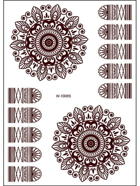 Waterproof European & American Red/Brown Henna Lace Tattoo Stickers for Arab Brides
