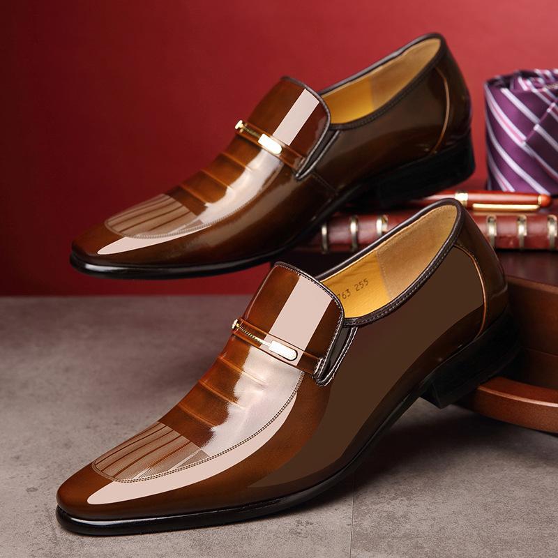 Cowhide Men's Pointed Leather Shoes for Formal Wear British Leather Shoes for Business Korean Men's Shoes