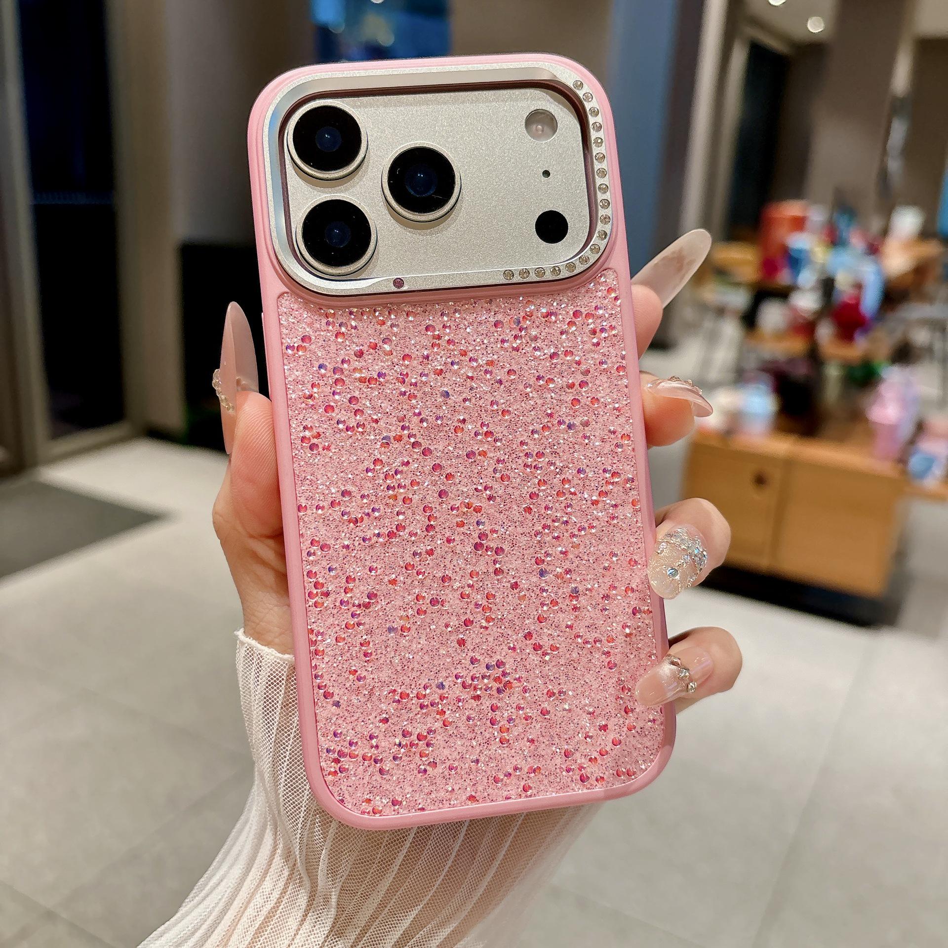 

Compatible with iPhone 17 Pro Max: New Luxury Rhinestone Glitter Drop-proof Protective Case. 14 Pro Max розовый
