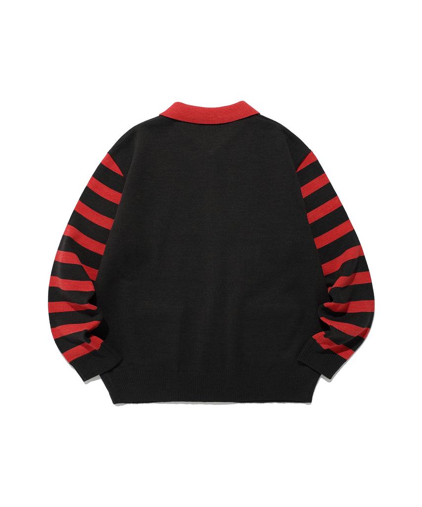 NICEGHOSTCLUB Crayon Angel&Devil Zip Polo Knit_Black(Ng2Esuk680A)
