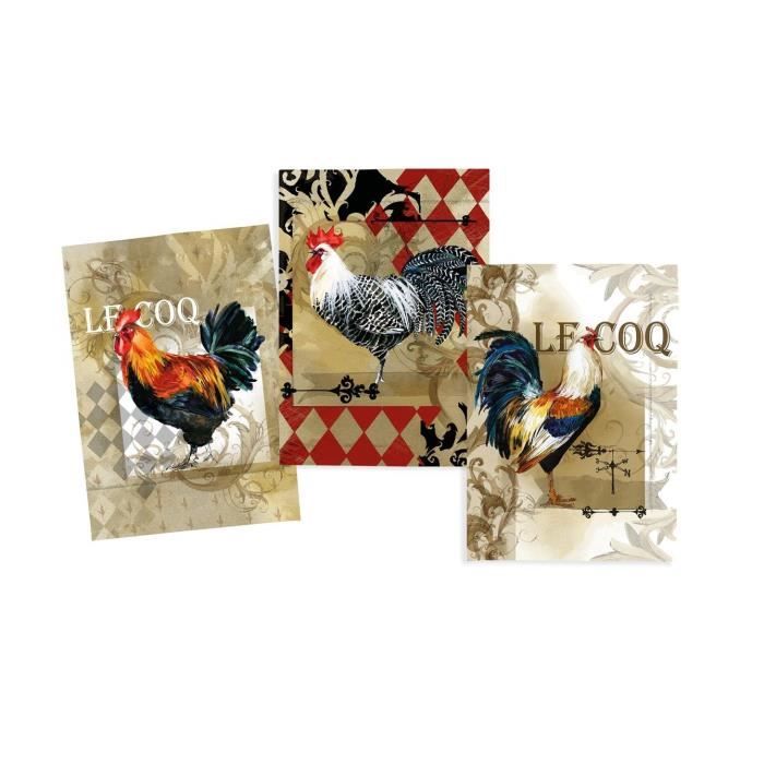 Lot De 3 Torchons Le Coq