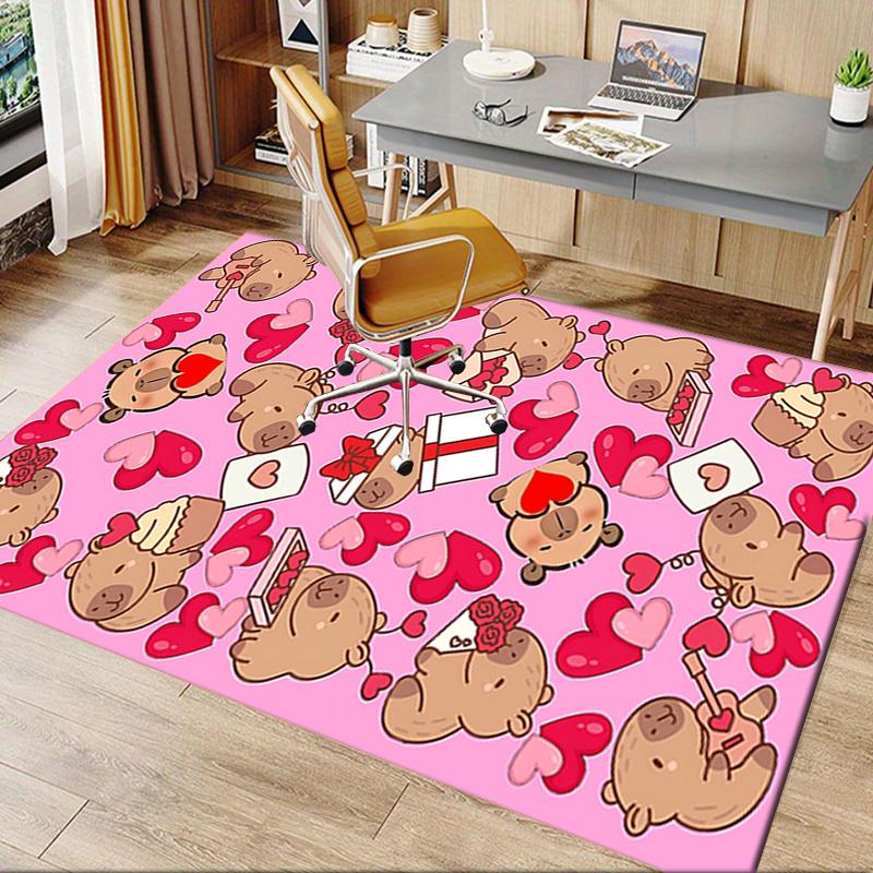 Chair Mat: Cute capybear Heart Chair Mat for Office Carpet Large Size Home Decor, Sofa Rug, Desk Pad Gift for Bedroom, Living Room, and All Rooms