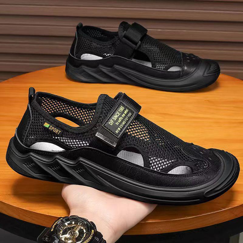 

Сандалии Baotou, мужские летние новые полые дышащие туфли с отверстиями, мужские повседневные классные тапочки с мягкой подошвой для вождения 45