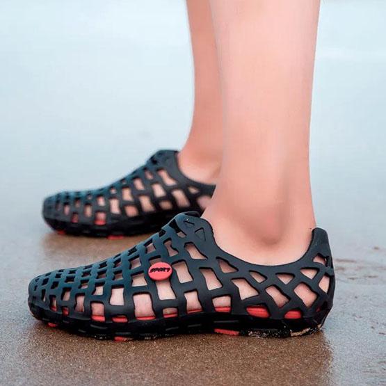 Spring Summer Women's Plus Size Wading Shoes Men's Casual Beach Sandals Non-slip Roman Sandals Solid Color Hollow Couple Shoes