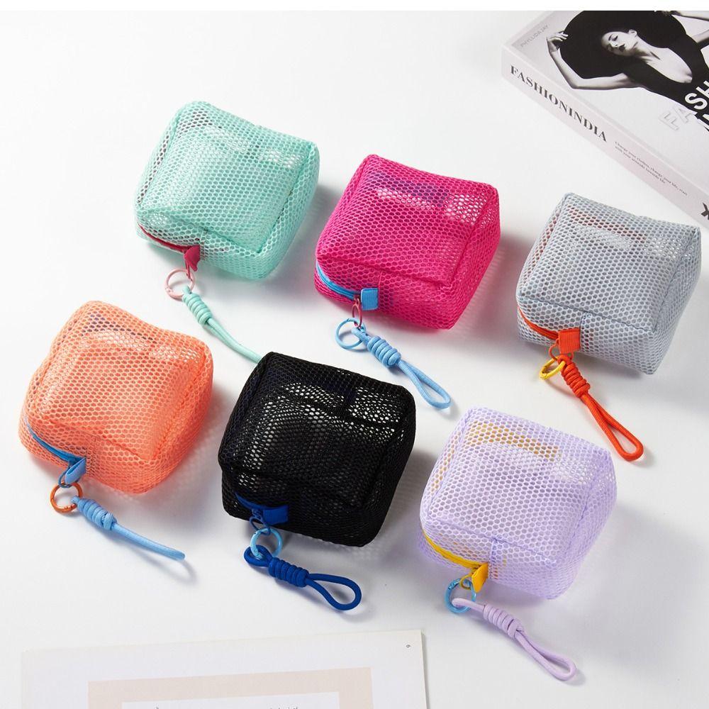Fashion Dopamine Color Mesh Cosmetic Bag Large Capacity Portable Make Up Case Travel Storage Pouch