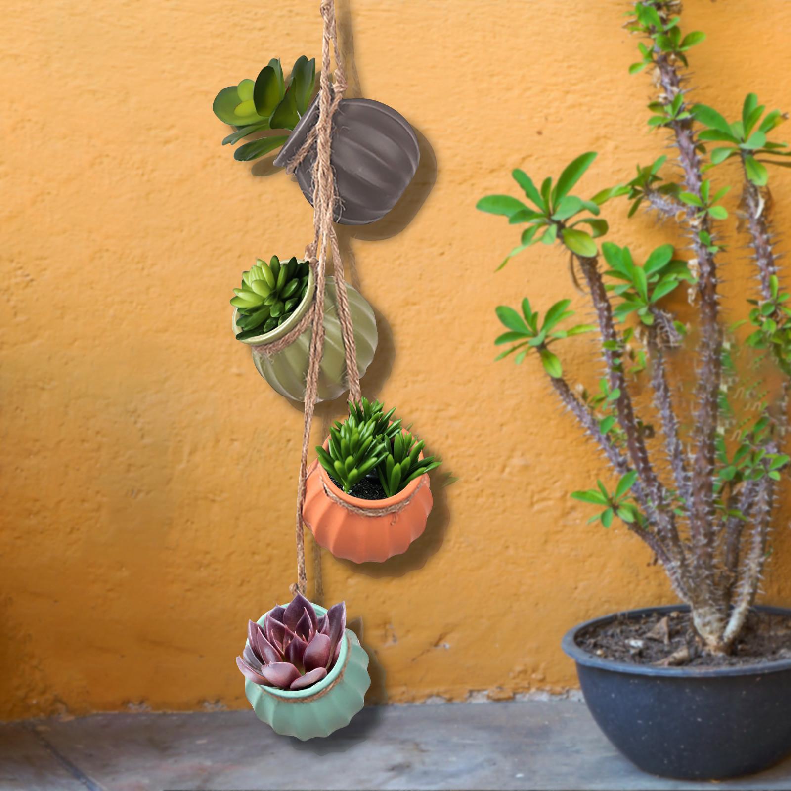 

4 шт. настенные горшки для суккулентов, набор керамических горшков для растений, подвесные мини-кашпо для цветов