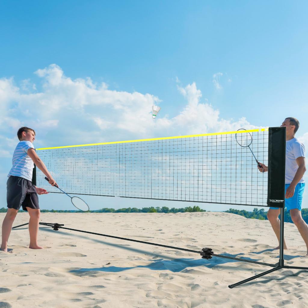 VEVOR Badminton Net, Height Adjustable Volleyball Net, 17ft Wide Foldable Pickleball Net, Portable Easy Setup Tennis Net Set with Poles