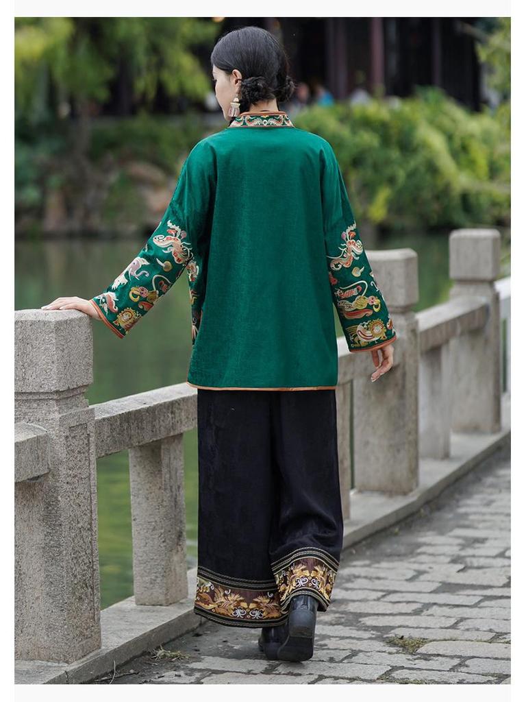Women's Ethnic Style Chinese Retro Embroidery Floral Jacket - National Tide Collection