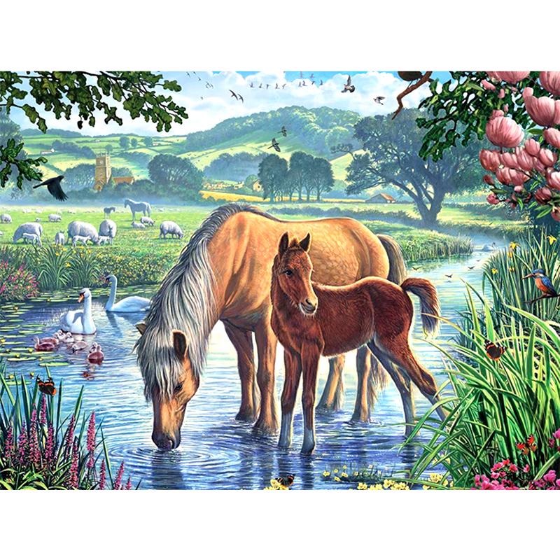 Pferd DIY 5D Diamant Malerei Kreuzstich Tiere Diamant Stickerei voller runder Bohrer Strass Mosaik Home Decor Geschenk