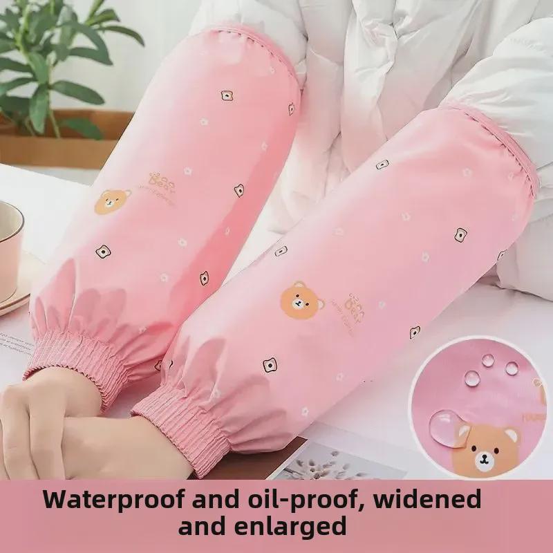 Waterproof and Dirt-Resistant PU Kitchen Sleeves for Women - Long, Oil-Resistant, White, Ideal for Summer Housework