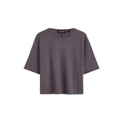 Minimalist Gel Letter Round Neck Fitness Short Sleeve T-Shirt Women Tops Vase-Gray 4WS3K108-030