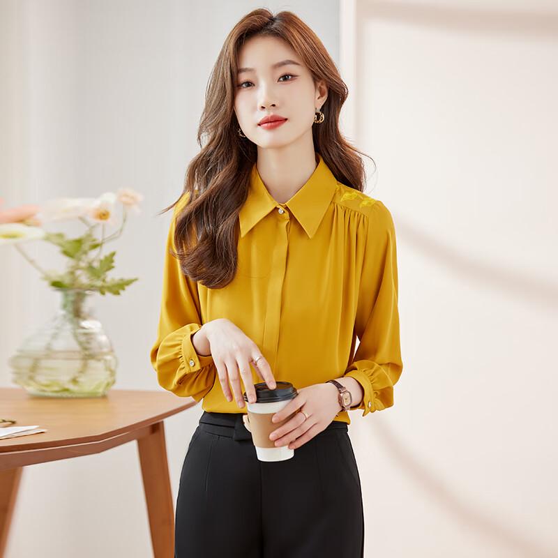 Women s French Retro Ruffle Commuter Shirt L