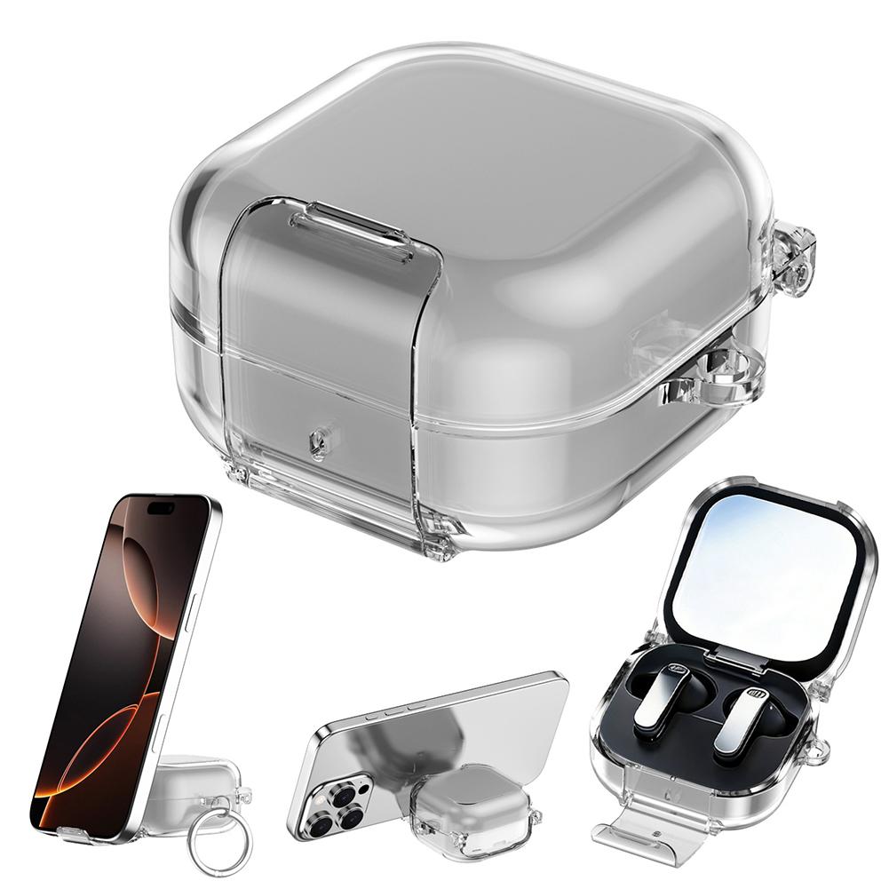 Reinforced PC Protective Cover with Snap-Lock Closure and Hands-Free Viewing Stand for Samsung Buds 4 Buds 4 Pro