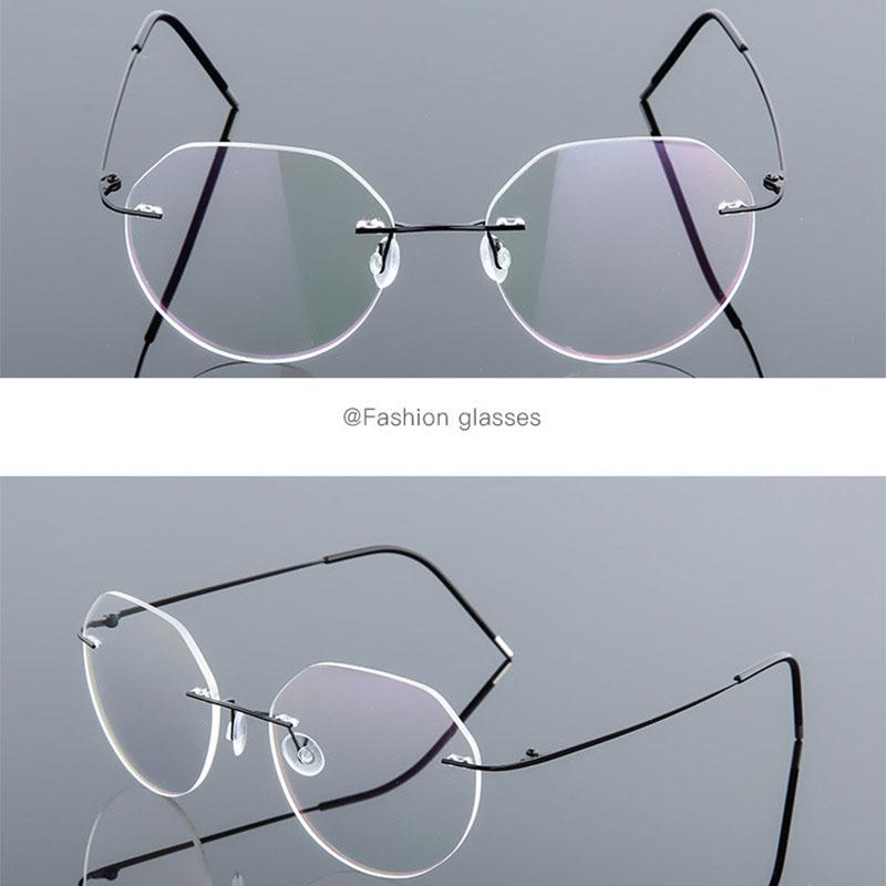 Polygon Foldable Flexible Ultra Light Titanium Alloy Myopia Eyeglasses Rimless Optical Glasses -0.5 -0.75 -1.0 -1.5 To -6.0